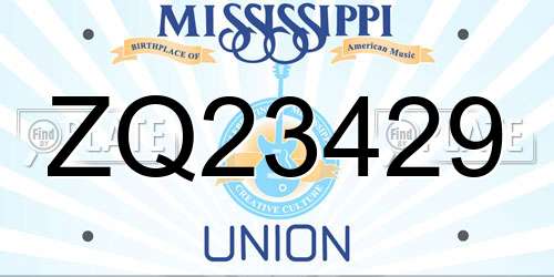 ZQ23429 Mississippi License Plate