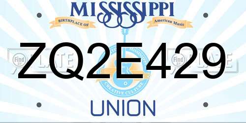 ZQ2E429 Mississippi License Plate