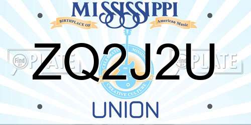 ZQ2J2U Mississippi License Plate