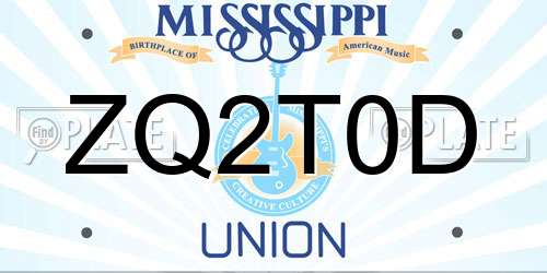 ZQ2T0D Mississippi License Plate
