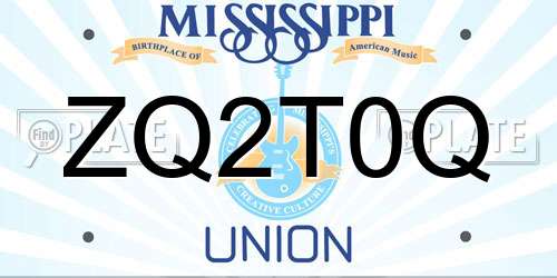 ZQ2T0Q Mississippi License Plate