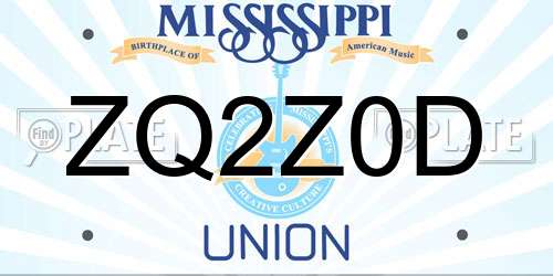 ZQ2Z0D Mississippi License Plate