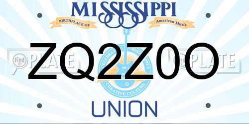 ZQ2Z0O Mississippi License Plate