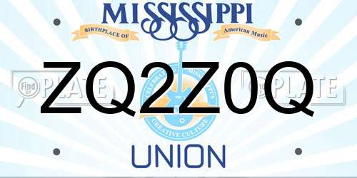 ZQ2Z0Q Mississippi License Plate