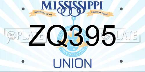 ZQ395 Mississippi License Plate