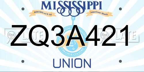 ZQ3A421 Mississippi License Plate