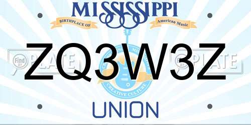 ZQ3W3Z Mississippi License Plate