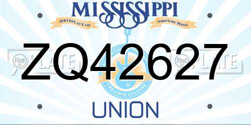 ZQ42627 Mississippi License Plate