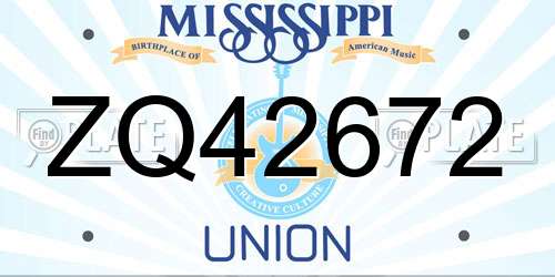 ZQ42672 Mississippi License Plate