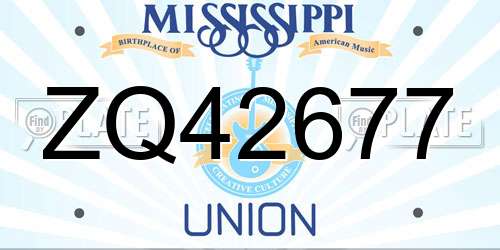 ZQ42677 Mississippi License Plate