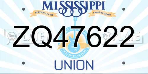 ZQ47622 Mississippi License Plate