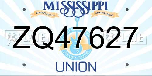 ZQ47627 Mississippi License Plate