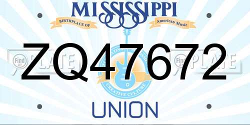 ZQ47672 Mississippi License Plate