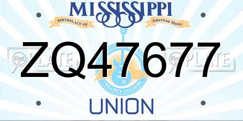 ZQ47677 Mississippi License Plate