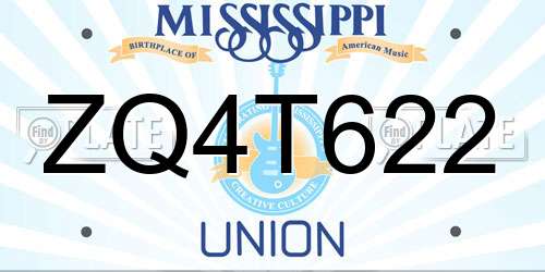 ZQ4T622 Mississippi License Plate