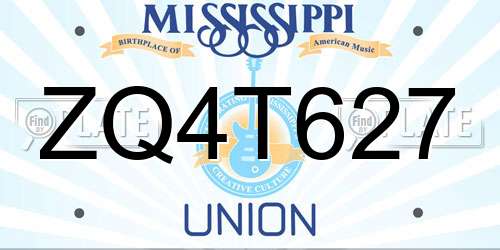 ZQ4T627 Mississippi License Plate