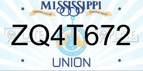 ZQ4T672 Mississippi License Plate