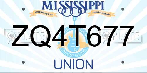 ZQ4T677 Mississippi License Plate