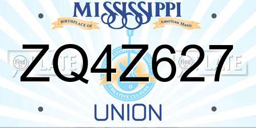 ZQ4Z627 Mississippi License Plate