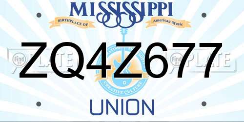 ZQ4Z677 Mississippi License Plate