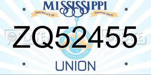 ZQ52455 Mississippi License Plate