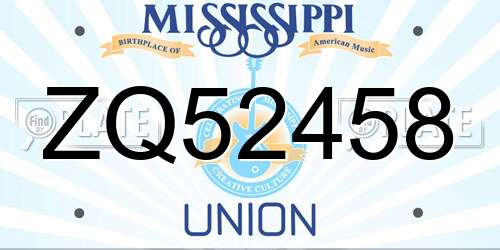 ZQ52458 Mississippi License Plate