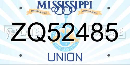 ZQ52485 Mississippi License Plate