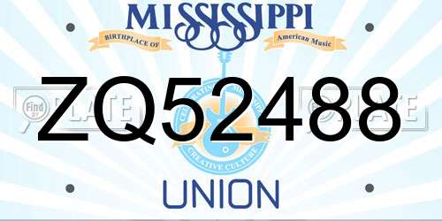ZQ52488 Mississippi License Plate