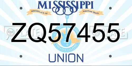 ZQ57455 Mississippi License Plate