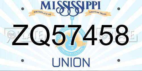 ZQ57458 Mississippi License Plate