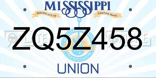 ZQ5Z458 Mississippi License Plate