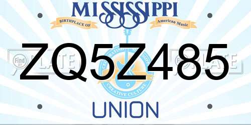 ZQ5Z485 Mississippi License Plate