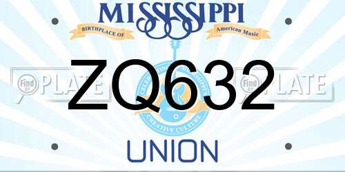 ZQ632 Mississippi License Plate