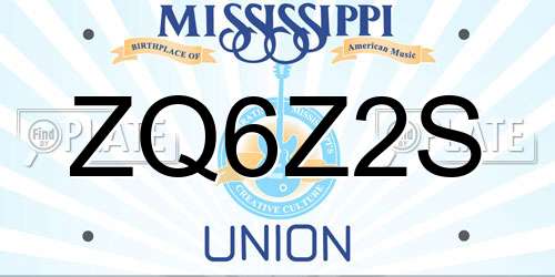 ZQ6Z2S Mississippi License Plate