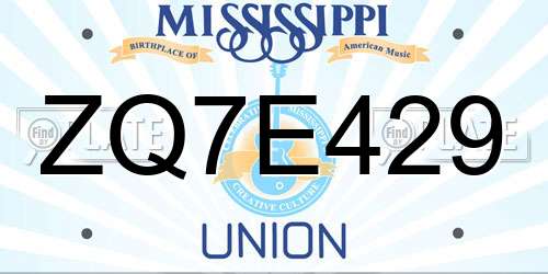ZQ7E429 Mississippi License Plate