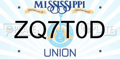 ZQ7T0D Mississippi License Plate