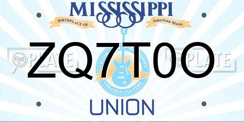 ZQ7T0O Mississippi License Plate
