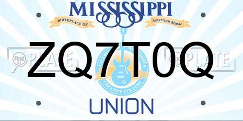 ZQ7T0Q Mississippi License Plate