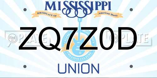 ZQ7Z0D Mississippi License Plate