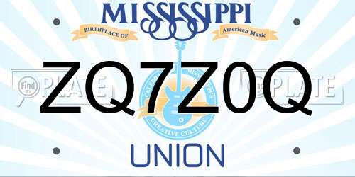 ZQ7Z0Q Mississippi License Plate