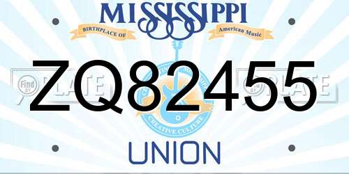 ZQ82455 Mississippi License Plate