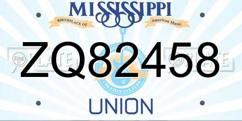 ZQ82458 Mississippi License Plate