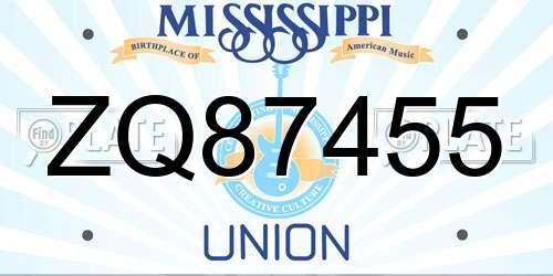 ZQ87455 Mississippi License Plate