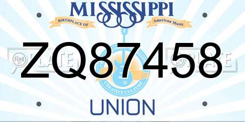 ZQ87458 Mississippi License Plate
