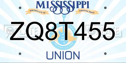 ZQ8T455 Mississippi License Plate