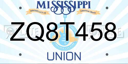 ZQ8T458 Mississippi License Plate