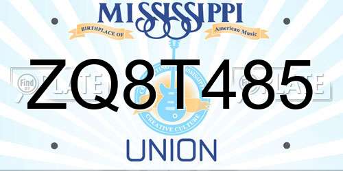 ZQ8T485 Mississippi License Plate