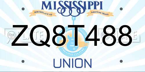 ZQ8T488 Mississippi License Plate