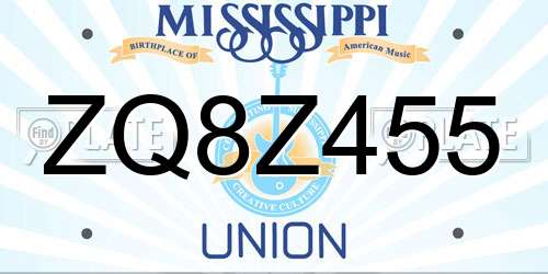ZQ8Z455 Mississippi License Plate