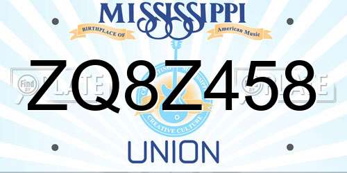 ZQ8Z458 Mississippi License Plate